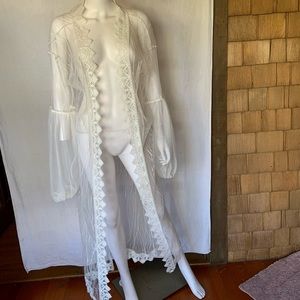 Gorgeous sexy see through maxi bikini cover up with lace